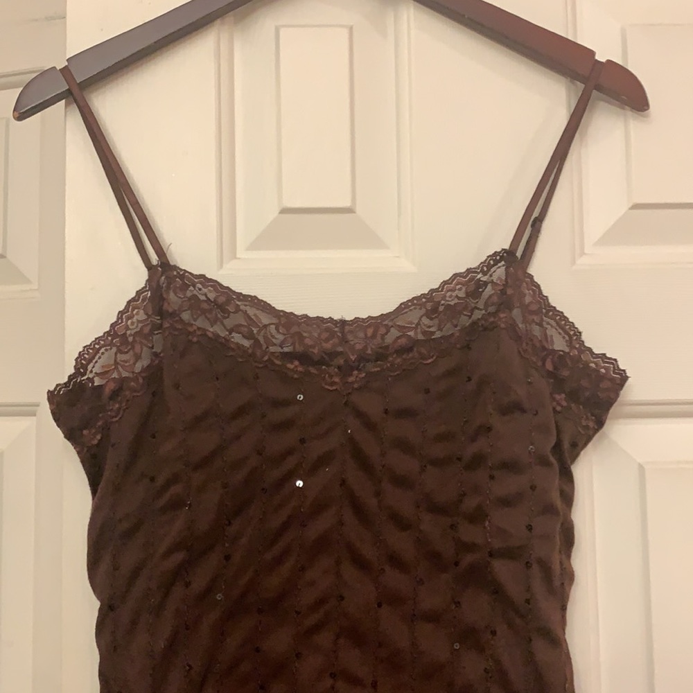 Self Esteem Brown Lace-Trim Cami Tank Top - Picture 2 of 12